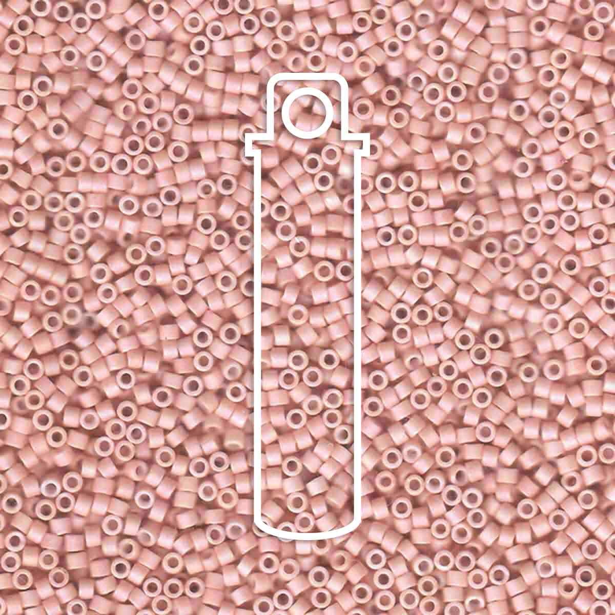 # 1525 DBR Delica 11/0 MATTE OPAQUE PINK CHAMPAGNE AB- 7.2g Tube