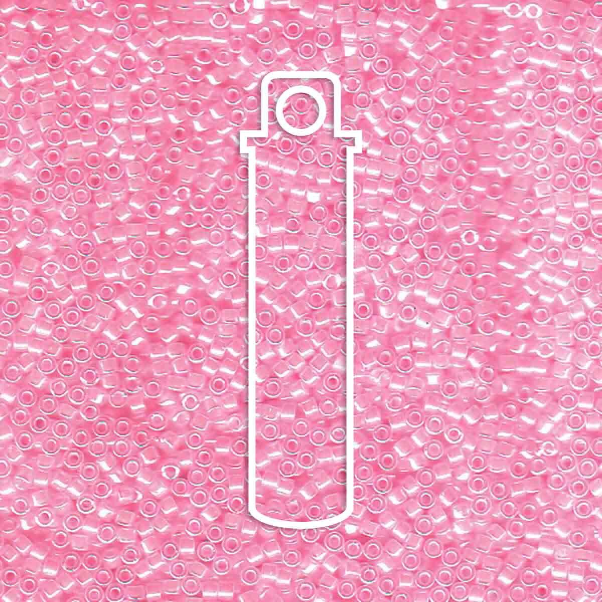 # 245 DBR Delica 11/0 LINED CRYSTAL MEDIUM PINK - 7.2g Tube