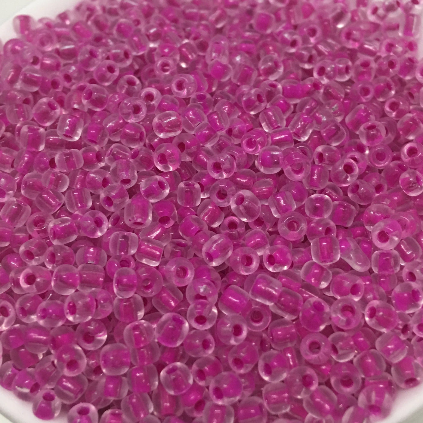 Dark Pink - 8/0 Lined Transparent (50g) - Seed Beads