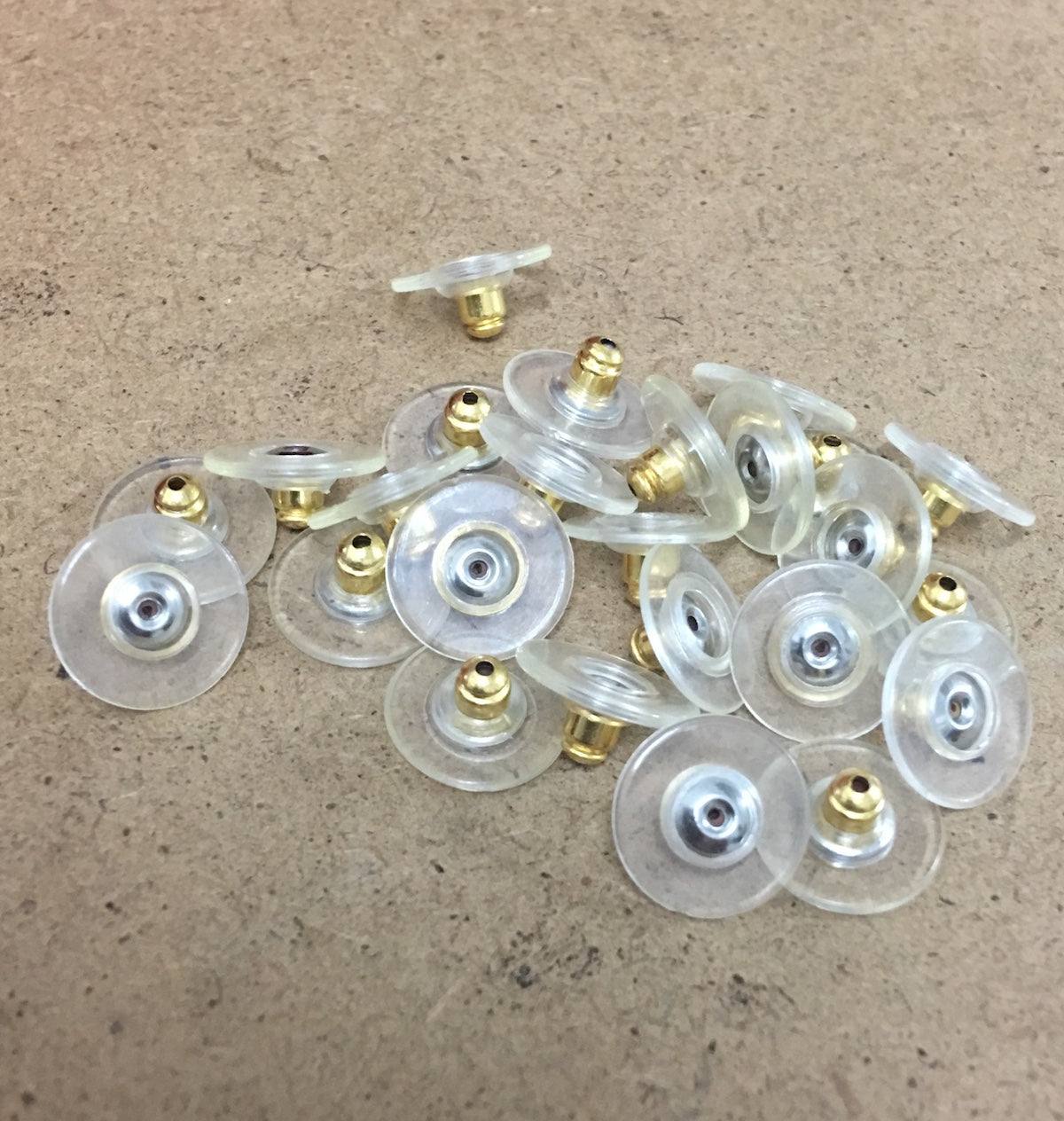 Stud Backs w. Plastic Disc (10) - Gold