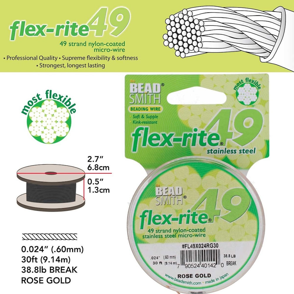 Flex-rite (49 Strand) .024" Tiger Tail (9.2m) - Rose Gold