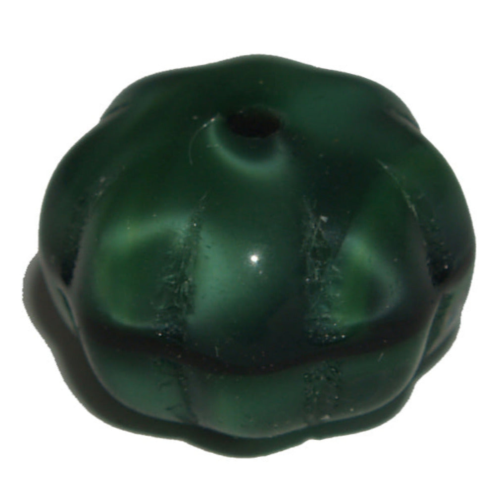 8x11mm Rondelle (10) - Green/Black Opaque - Vintage Czech Glass Beads