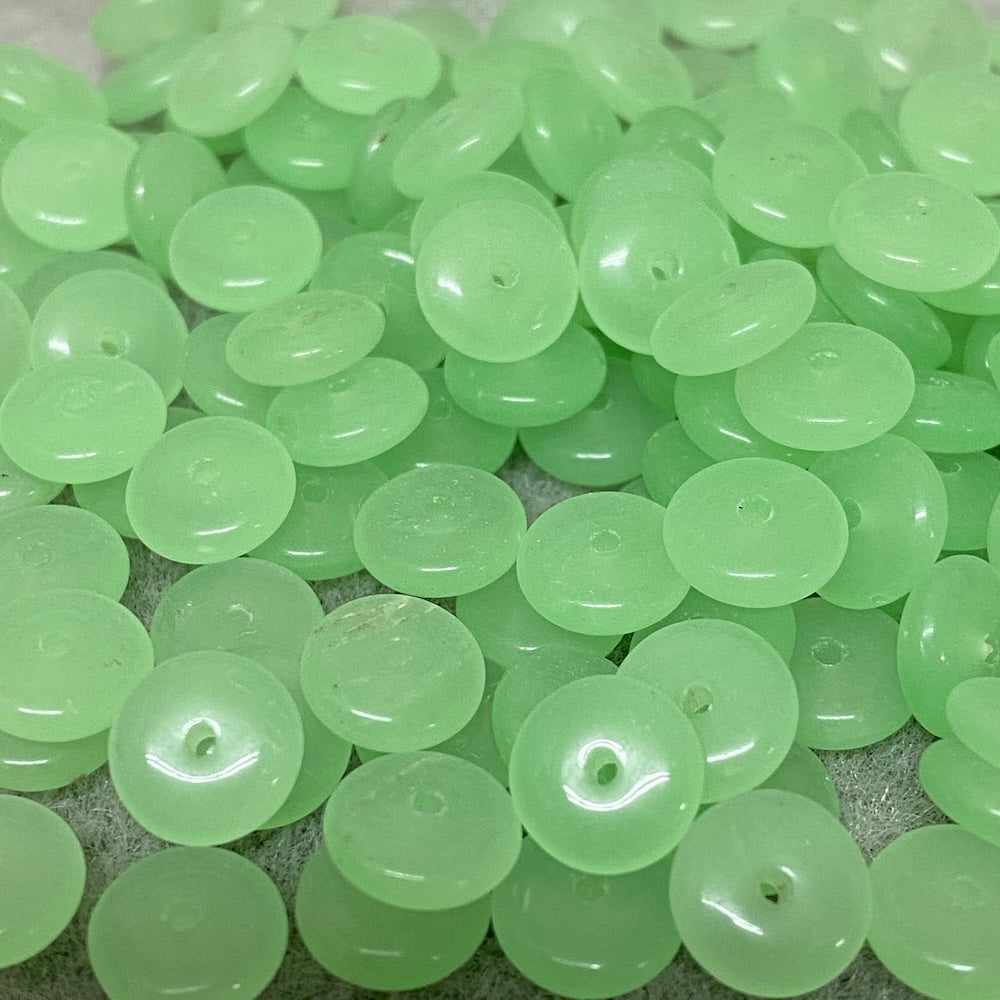 8mm Rondelle (50) - Milky Green - Vintage Czech Glass Beads - Bead Shack