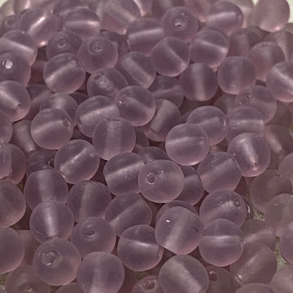 5mm Round (50) - Light Amethyst Frosted - Vintage Czech Glass Beads