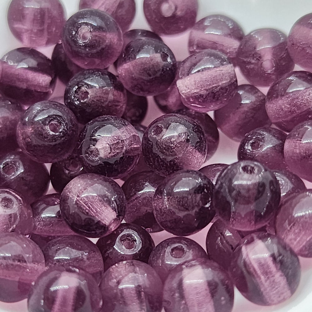 6mm Round (150) - Amethyst Transparent - Vintage Czech Glass Beads