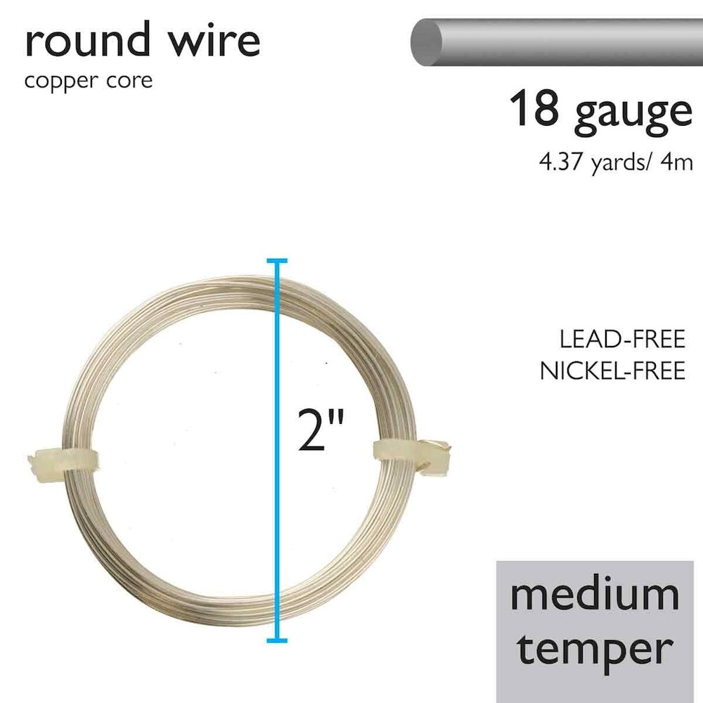 18 gauge German Style Wire - Silver - Medium Temper