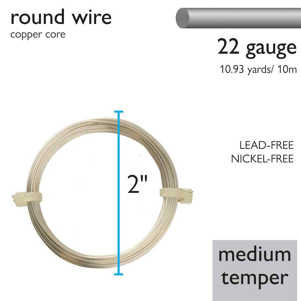22 gauge German Style Wire - Silver - Medium Temper