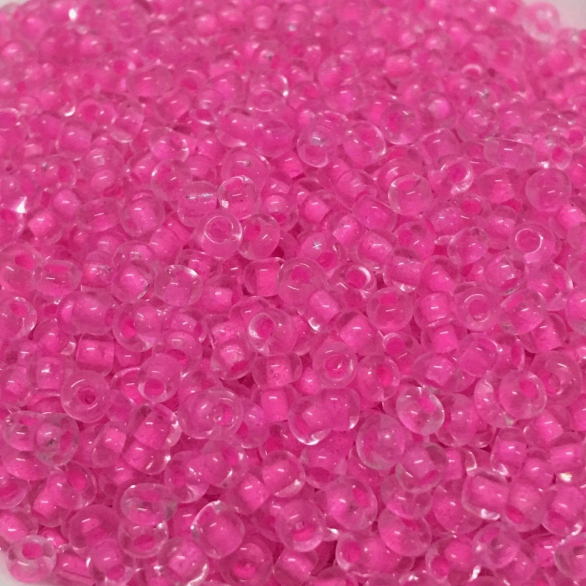 Hot Pink - 8/0 Lined Transparent (50g) - Seed Beads