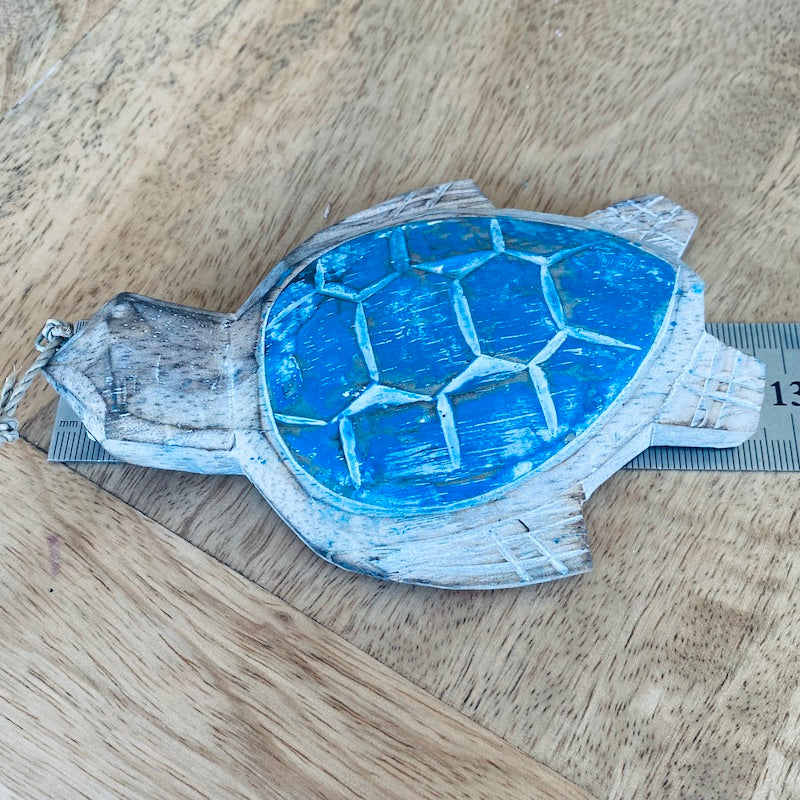 Mini Turtle (1) - Blue - Nautical Wood Craft Decoration