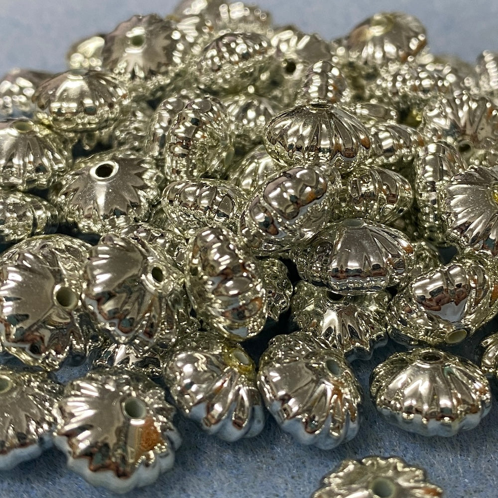 8x12mm Fluted Wheel (25) - Silver - Vintage Metalised Beads
