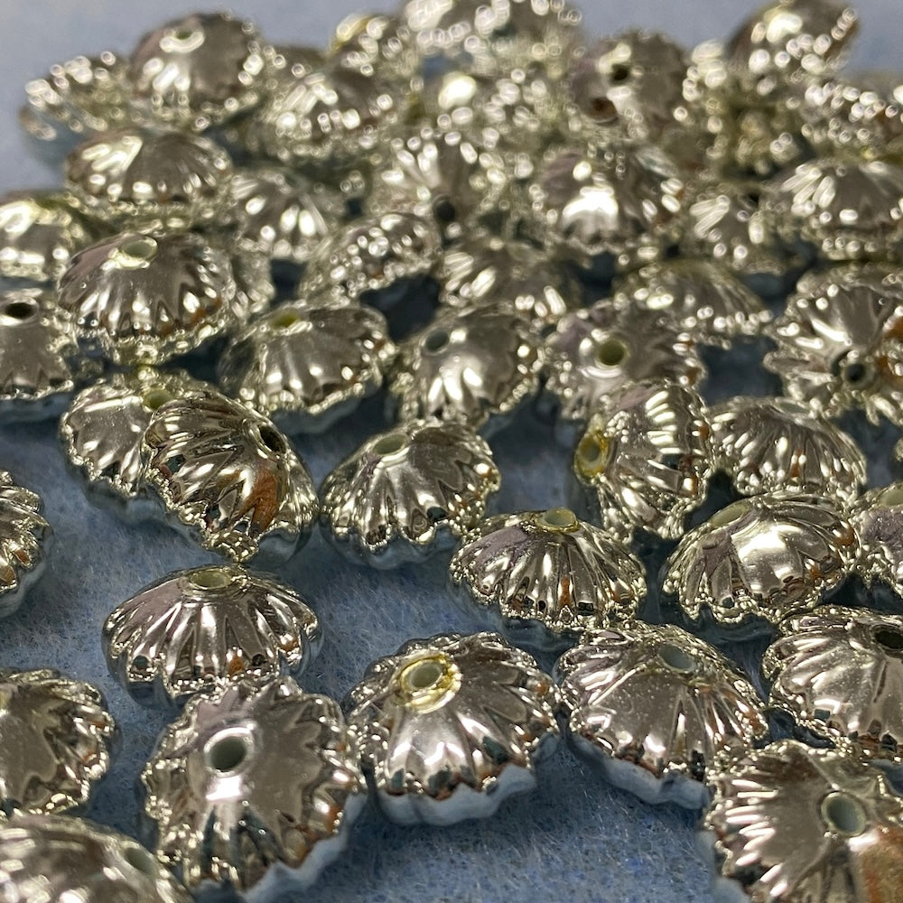 8x12mm Fluted Wheel (25) - Silver - Vintage Metalised Beads