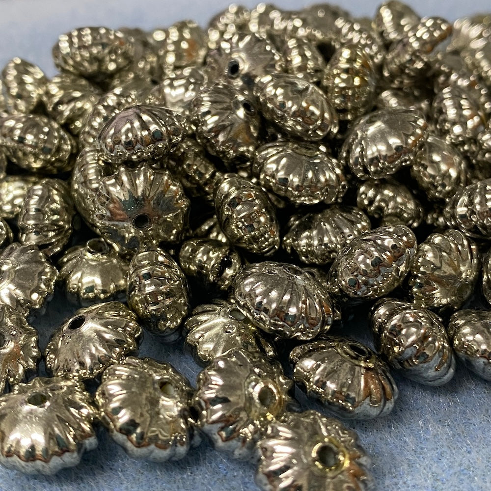 8x12mm Fluted Wheel (25) - Antique Silver - Vintage Metalised Beads