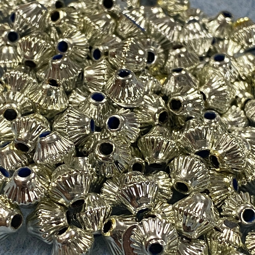 7mm Bicone (50) - Silver - Vintage Metalised Beads