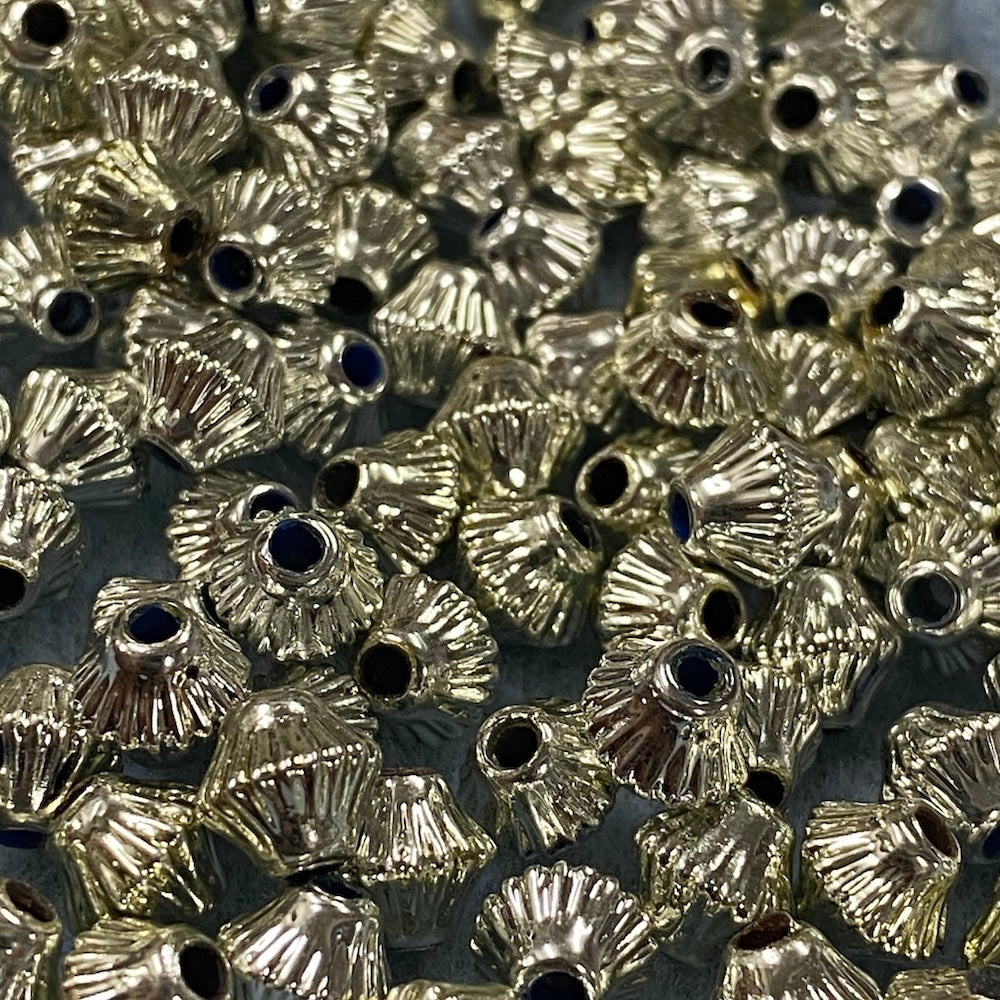 7mm Bicone (50) - Silver - Vintage Metalised Beads