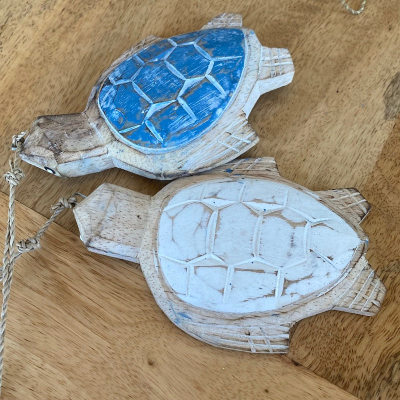 Mini Turtle (1) - Blue - Nautical Wood Craft Decoration
