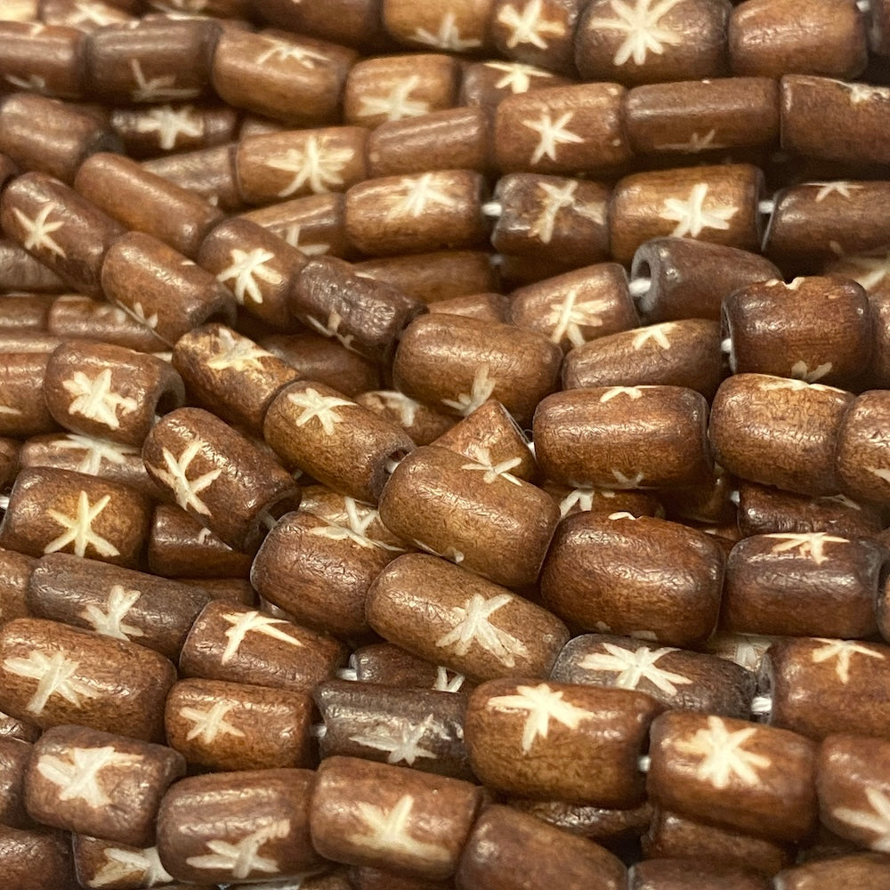 10mm Bone Beads - Brown - Tube - (1 Strand)