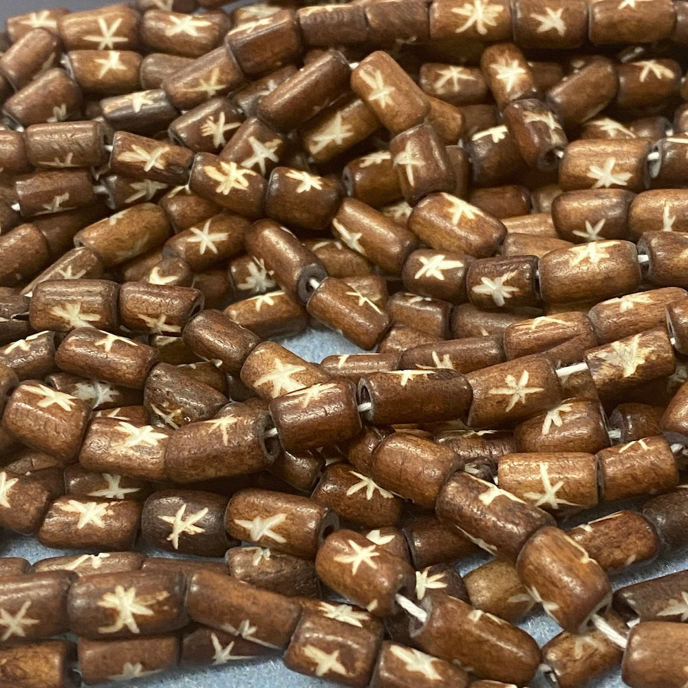 10mm Bone Beads - Brown - Tube - (1 Strand)