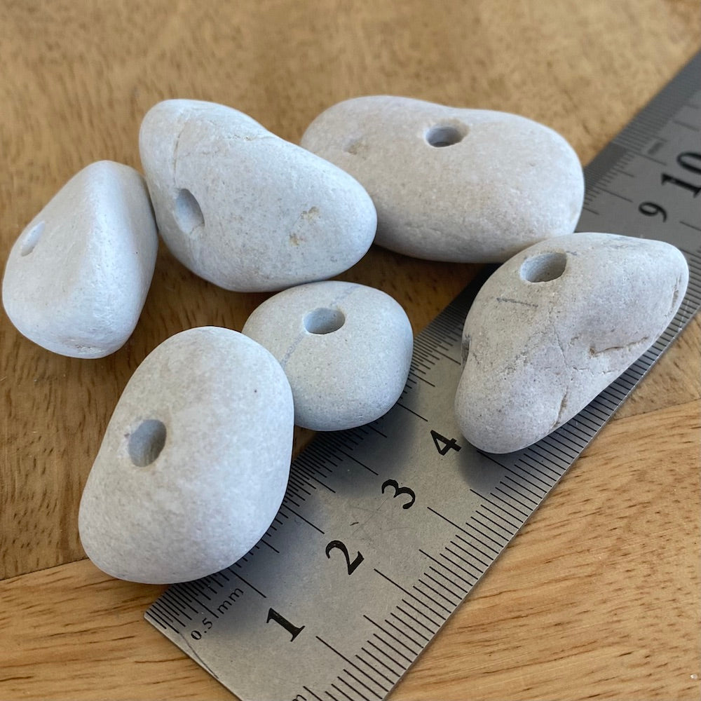 Drilled Stones (5) - White - Nautical Craft Decoration