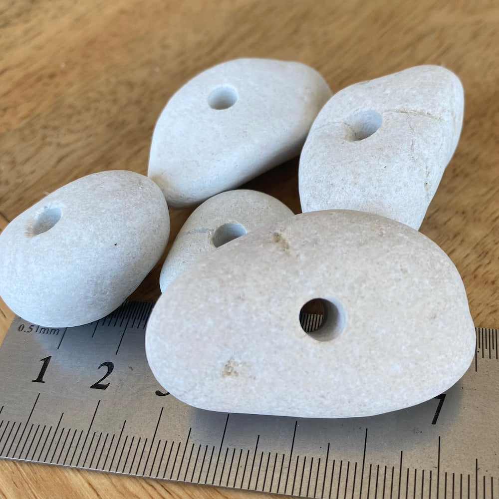 Drilled Stones (5) - White - Nautical Craft Decoration