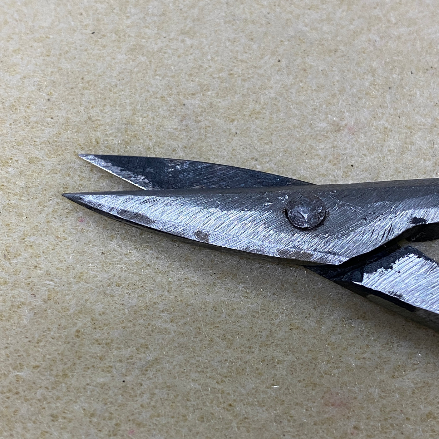 pair of cutting pliers on a beige surface