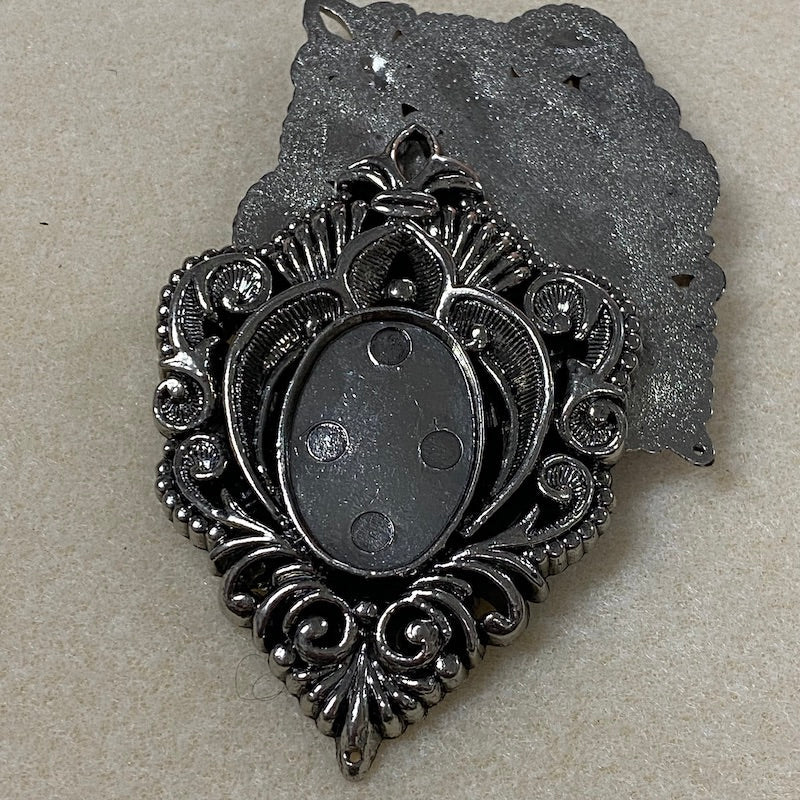 Fleur-de-lis (2) - Antique Silver - Vintage Metalised Pendant Setting