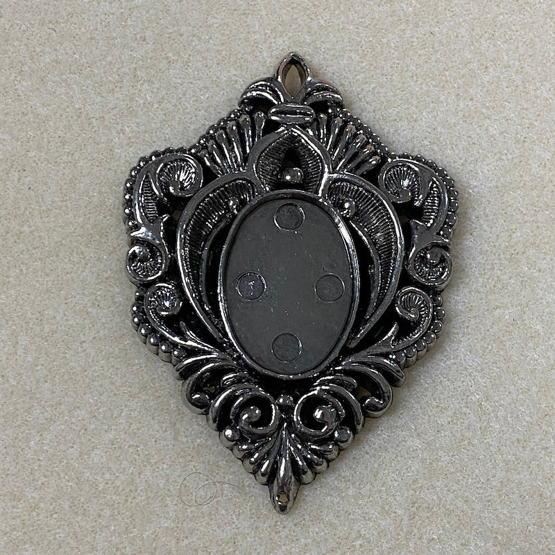 Fleur-de-lis (2) - Antique Silver - Vintage Metalised Pendant Setting