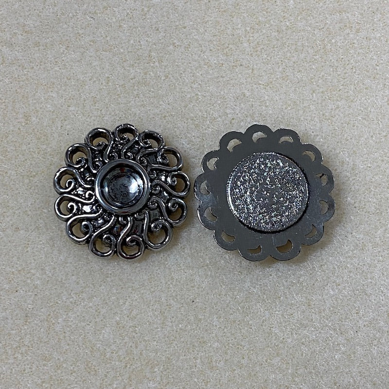 Swirling Round (2) - Antique Silver - Vintage Metalised Pendant Setting