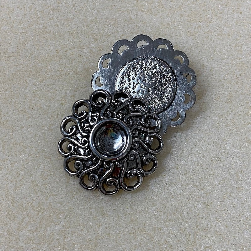 Swirling Round (2) - Antique Silver - Vintage Metalised Pendant Setting