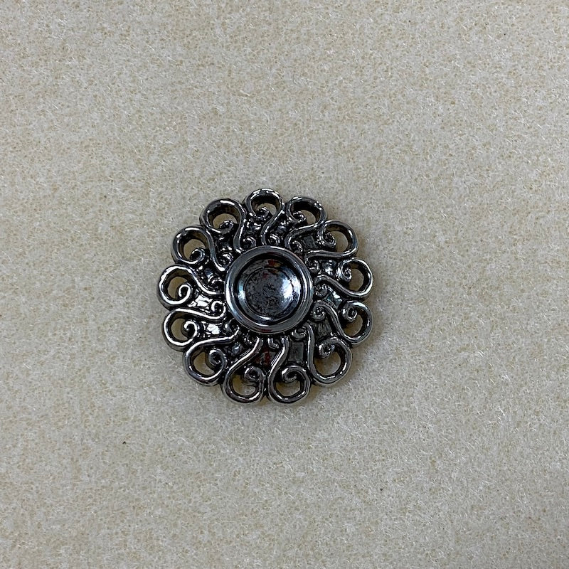 Swirling Round (2) - Antique Silver - Vintage Metalised Pendant Setting