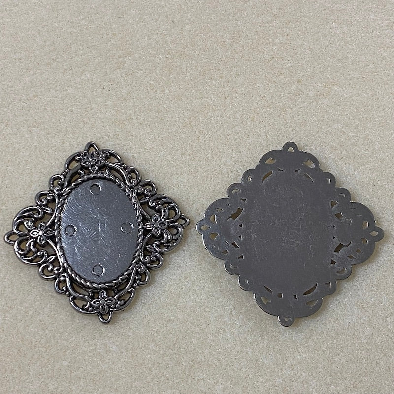 Square (2) - Antique Silver - Vintage Metalised Pendant Setting