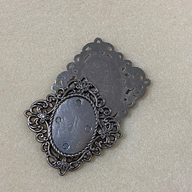 Square (2) - Antique Silver - Vintage Metalised Pendant Setting