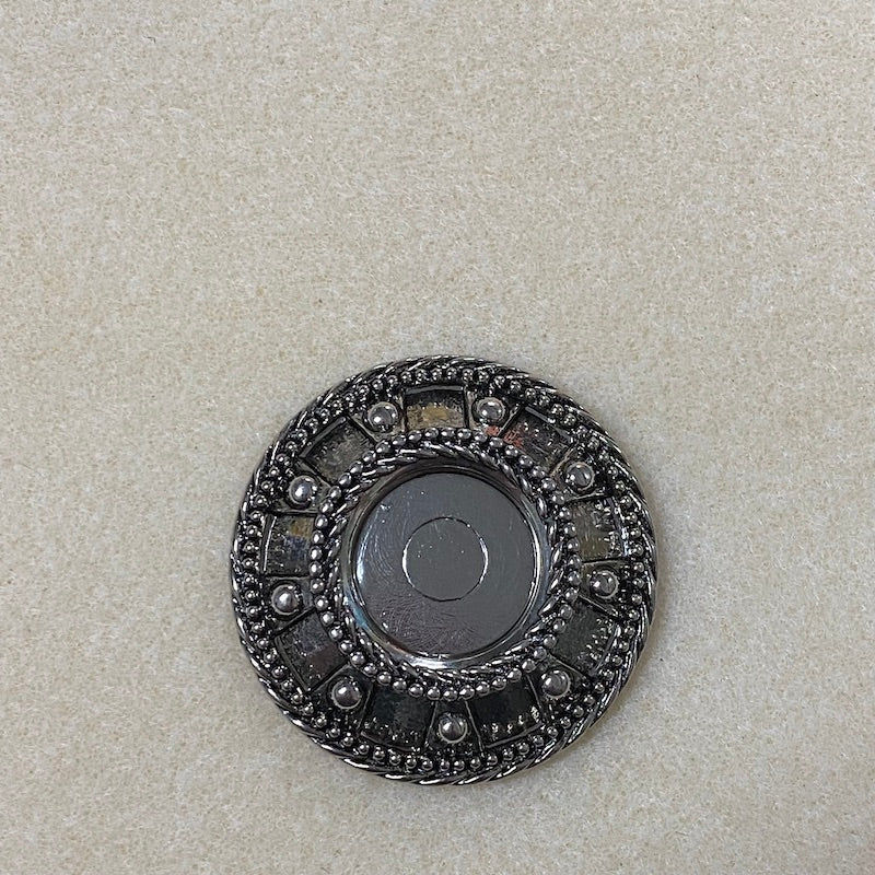Round Shield (2) - Antique Silver - Vintage Metalised Pendant Setting