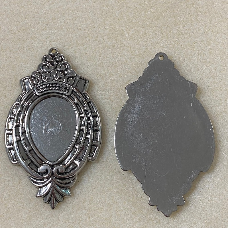 Teardrop (2) - Antique Silver - Vintage Metalised Pendant Setting