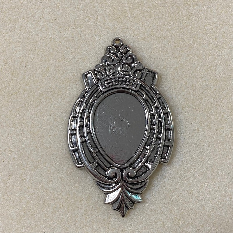 Teardrop (2) - Antique Silver - Vintage Metalised Pendant Setting