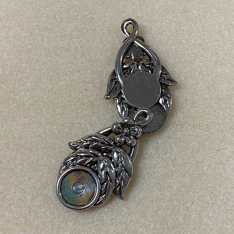 Drop (2) - Antique Silver - Vintage Metalllised Pendant Setting