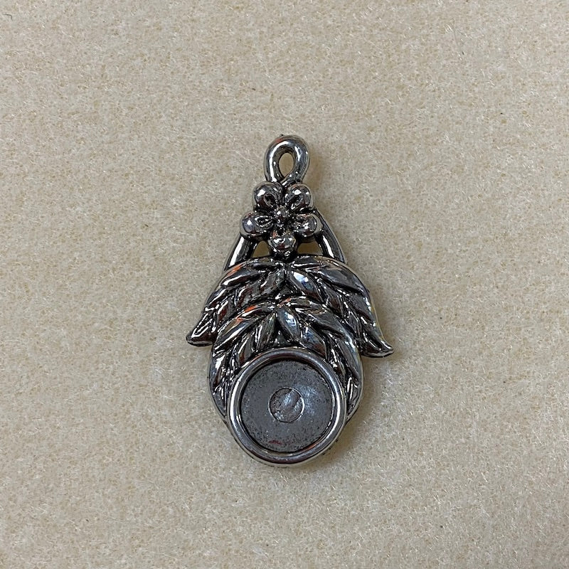 Drop (2) - Antique Silver - Vintage Metalllised Pendant Setting