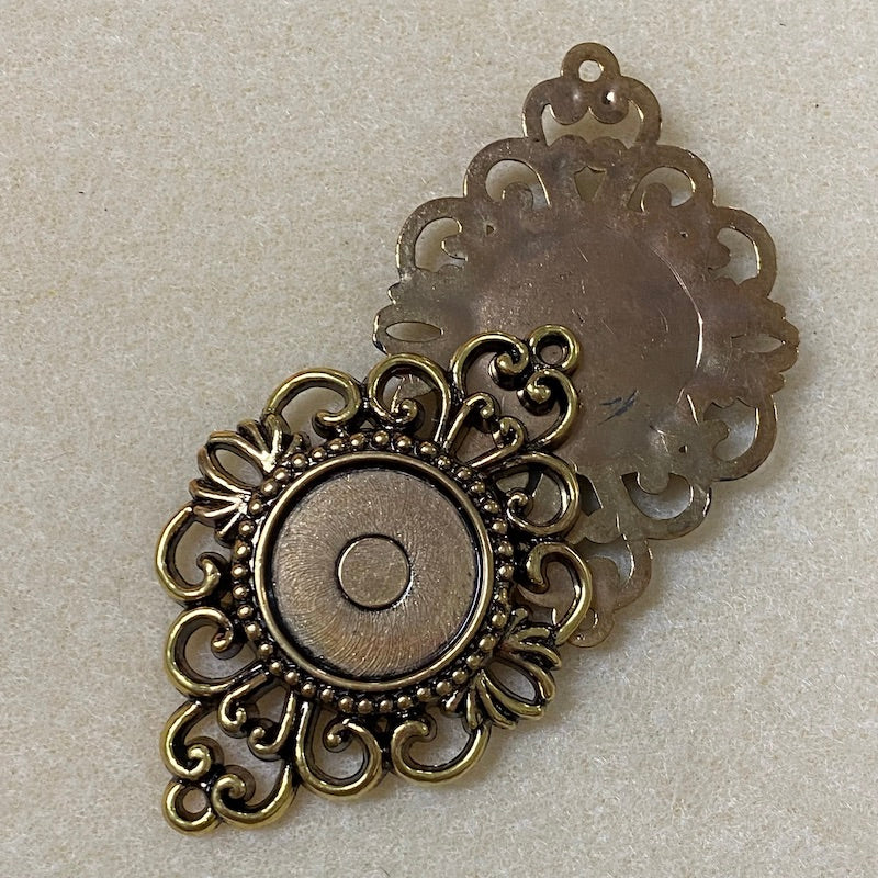 Diamond (2) - Antique Silver - Vintage Metalised Pendant Setting