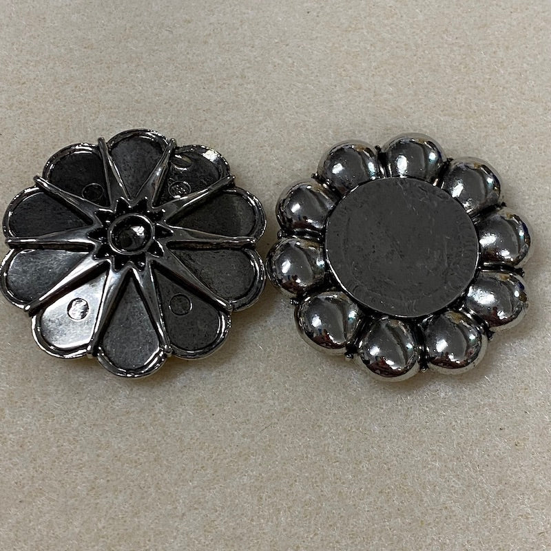 10-Petal Flower (2) - Antique Silver - Vintage Metalised Pendant Setting