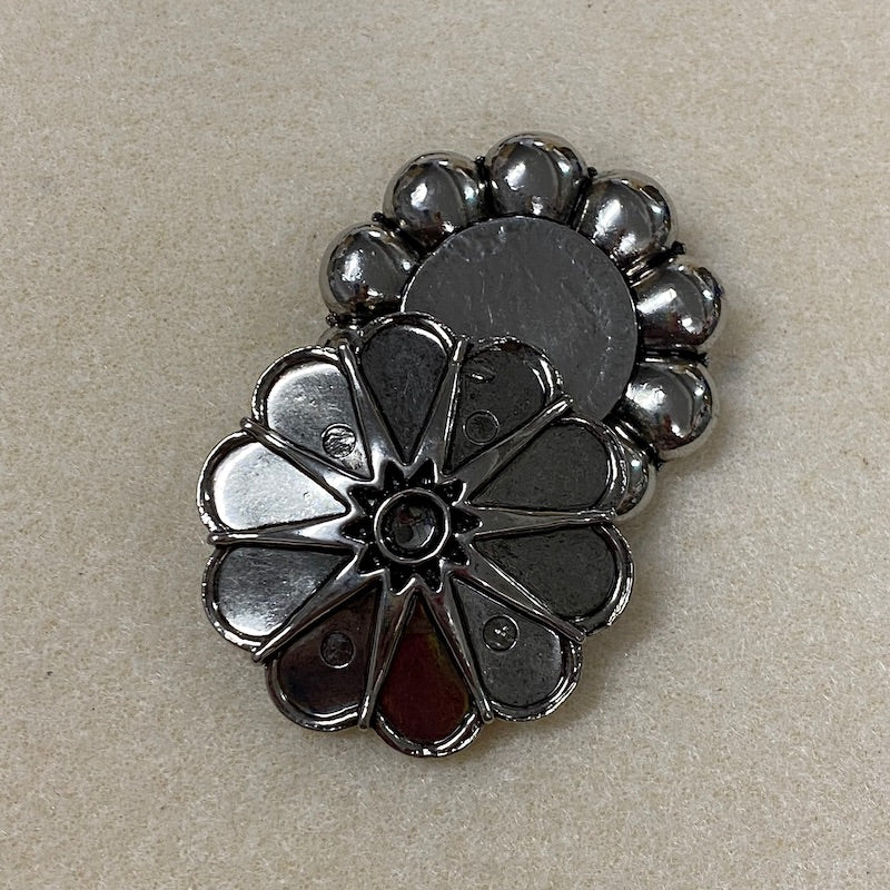 10-Petal Flower (2) - Antique Silver - Vintage Metalised Pendant Setting