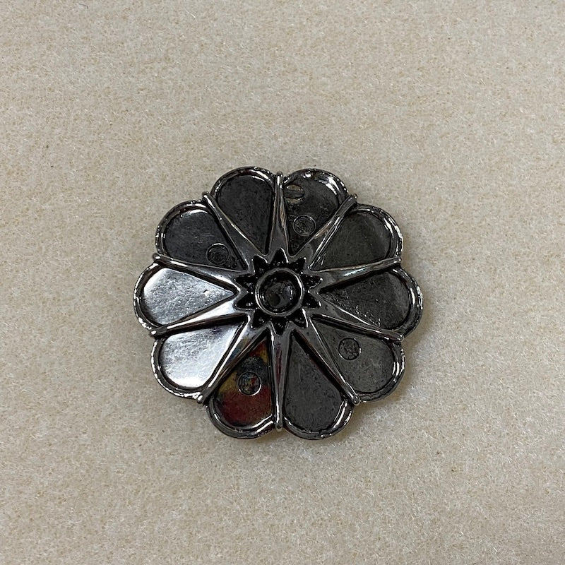 10-Petal Flower (2) - Antique Silver - Vintage Metalised Pendant Setting