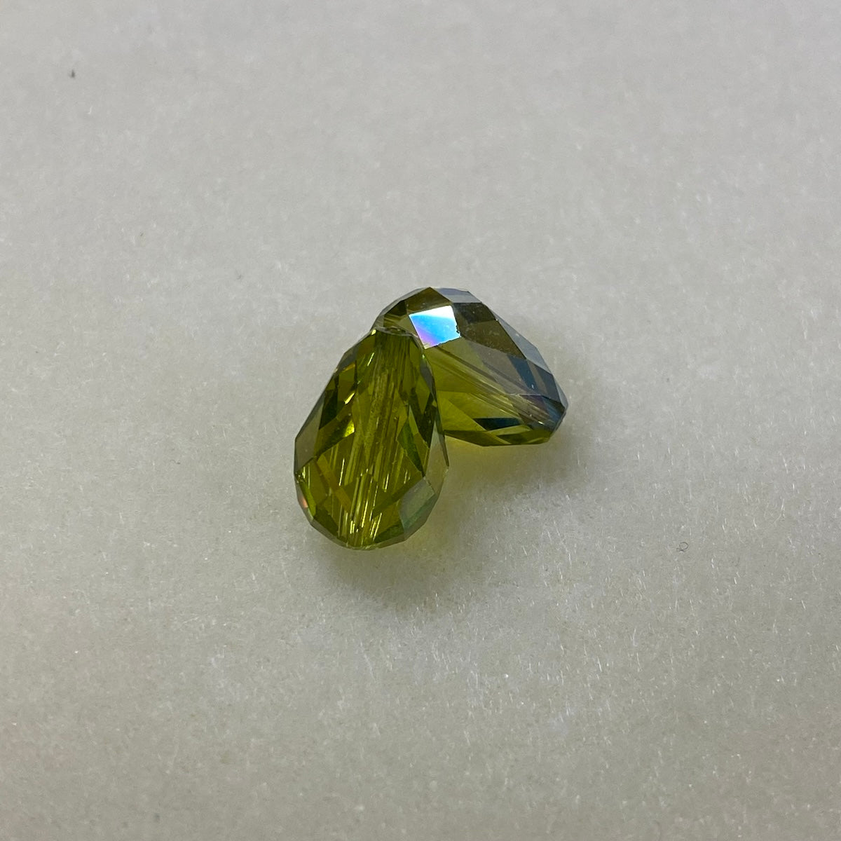 Art. 5500 Light Olivine AB 13.5x9mm Drop (1) - Bead Shack