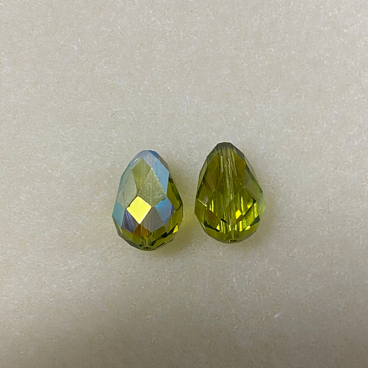 Art. 5500 Light Olivine AB 13.5x9mm Drop (1) - Bead Shack