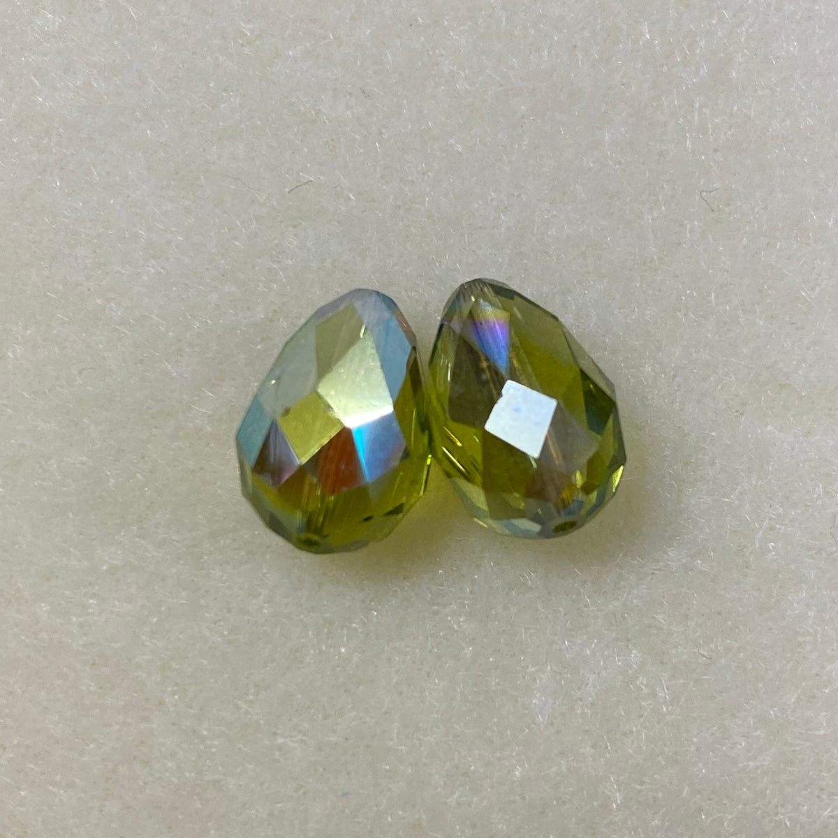 Art. 5500 Light Olivine AB 13.5x9mm Drop (1) - Bead Shack
