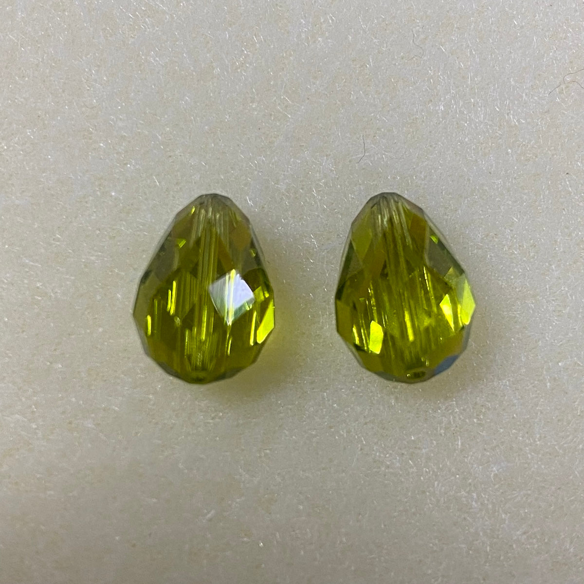 Art. 5500 Light Olivine AB 13.5x9mm Drop (1) - Bead Shack