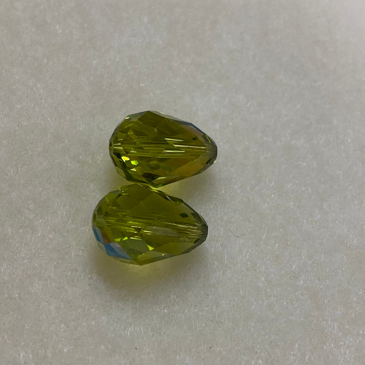 Art. 5500 Light Olivine AB 13.5x9mm Drop (1) - Bead Shack