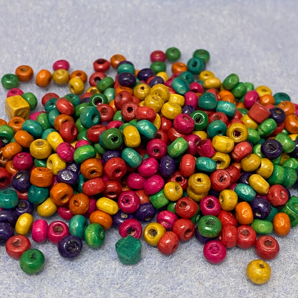 3x5mm Wood Beads (500) - Mixed Colours