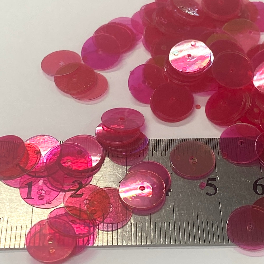 10mm Flat Sequins - 10 grams - Red Transparent