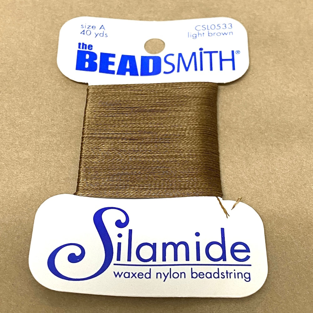 Light Brown Silamide (36.5m) - Waxed Nylon Bead String