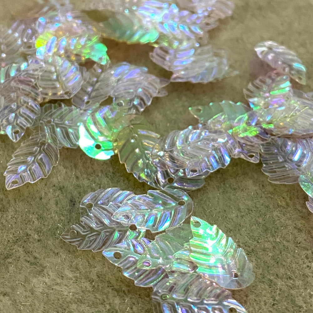 12mm Leaf Sequins - 2 grams - Clear AB