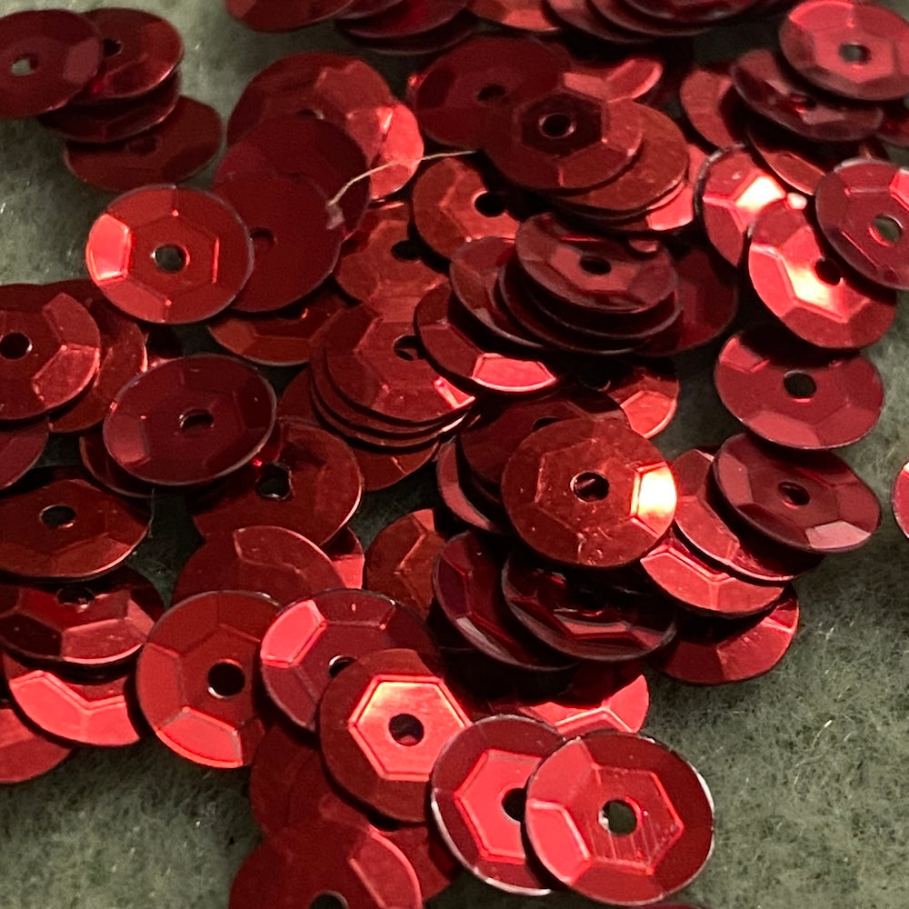 6mm Cupped Sequins - 5 grams - Red